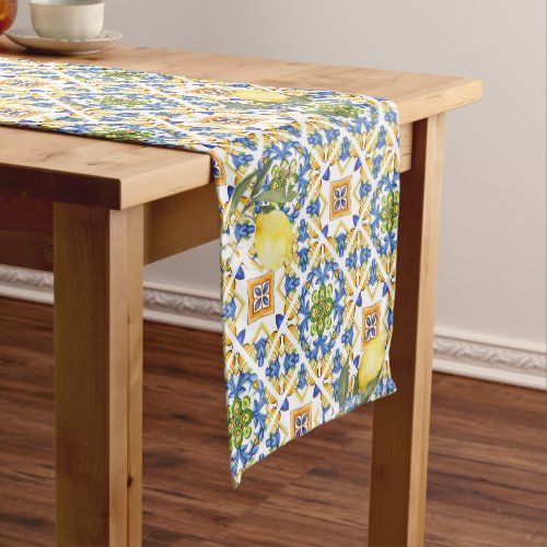 Sicilian tilesmajolicalemon short table runner