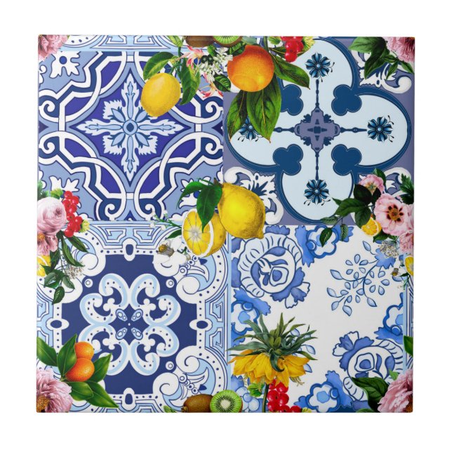 Sicilian tiles,majolica ,lemons,citrus  ceramic tile (Front)