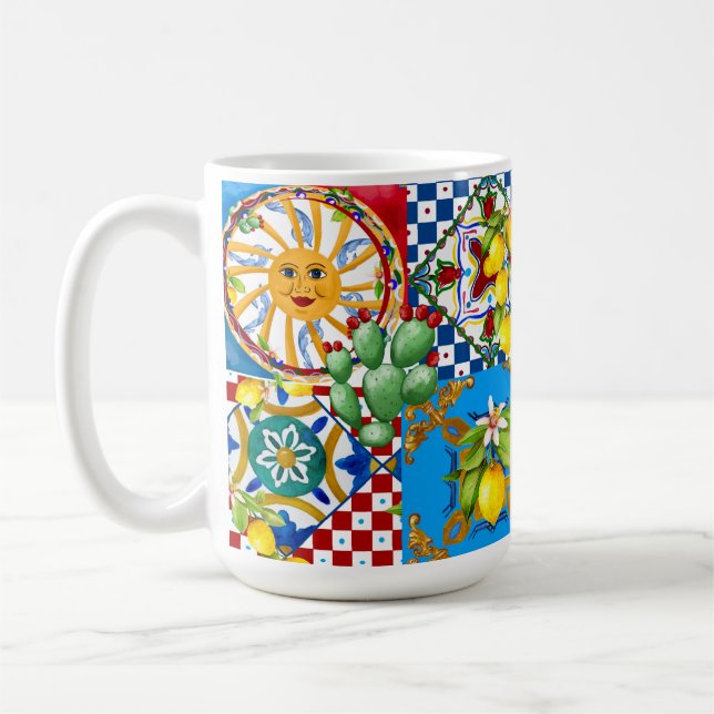 Sicilian tiles,majolica,lemons  coffee mug (Left)