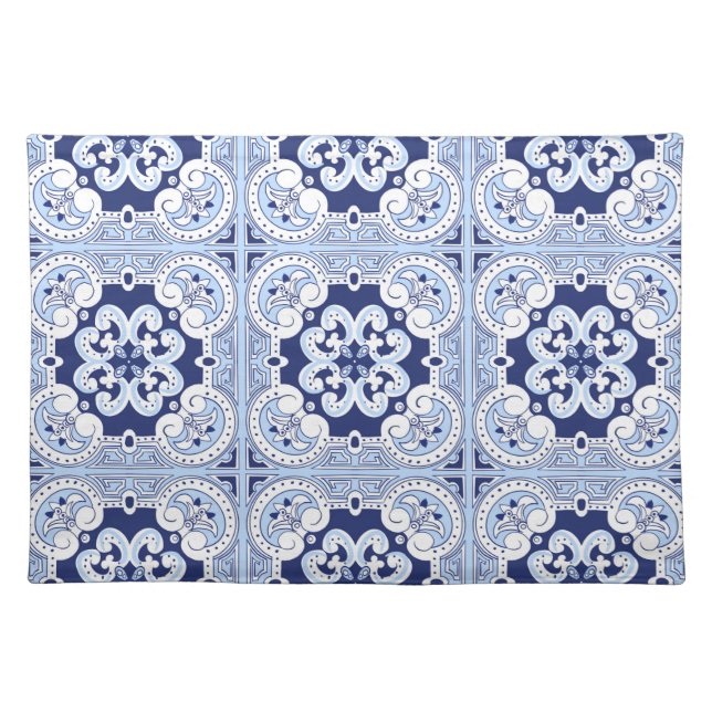 Sicilian tiles,majolica tile cloth placemat (Front)
