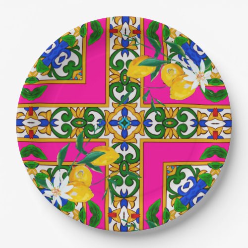Sicilian tilesmosaicbaroque paper plates