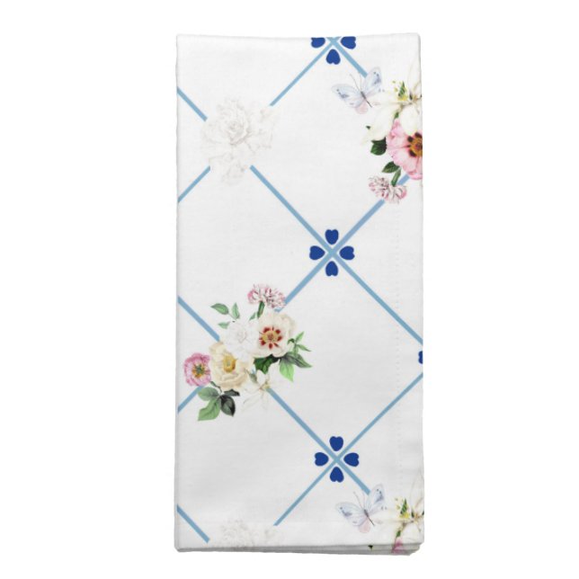Sicilian tiles,mosaic,flowers, cloth napkin (Folded)