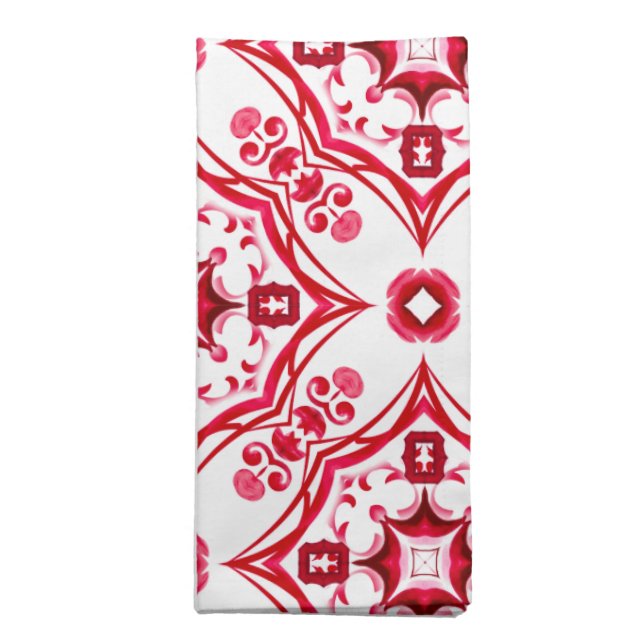 Sicilian tiles,mosaic,red tiles, cloth napkin (Folded)