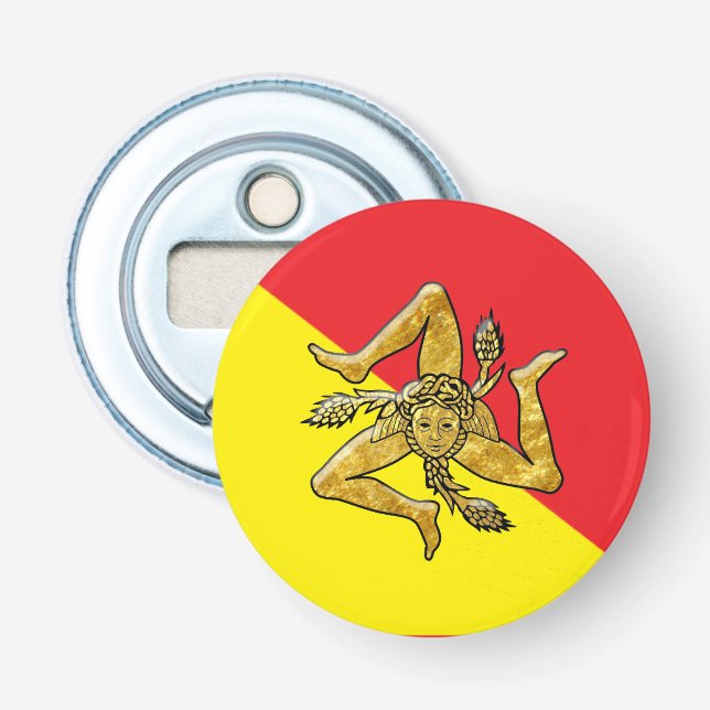 Sicilian Trinacria and Flag Bottle Opener (Front)