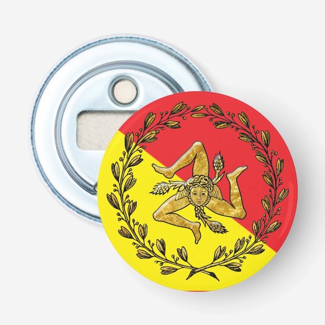 Sicilian Trinacria and Flag Bottle Opener (Front)