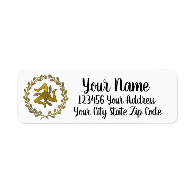 Sicilian Trinacria and Wreath Label (Front)