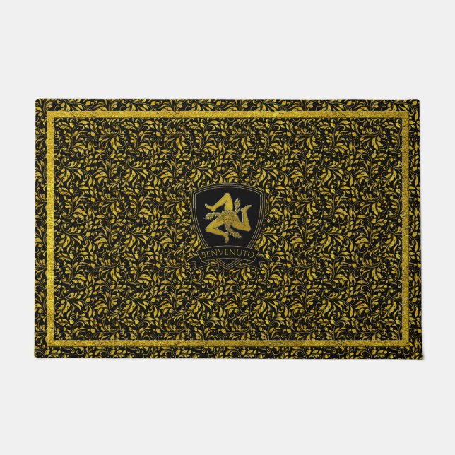 Sicilian Trinacria Baroque Doormat (Front)