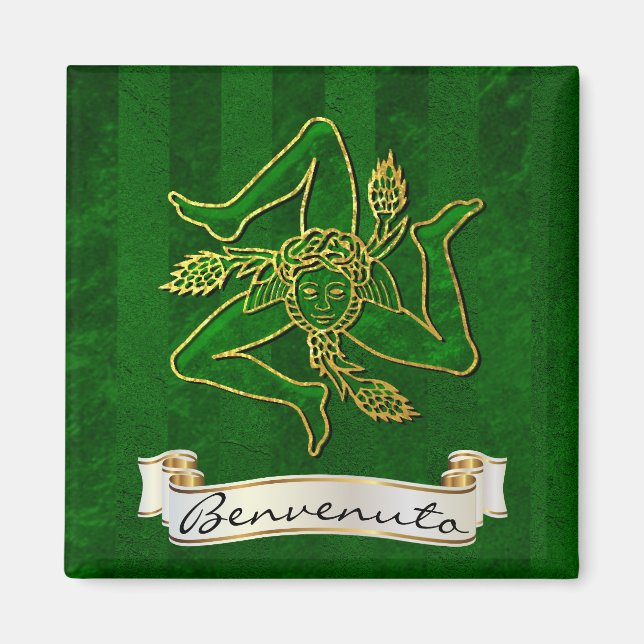 Sicilian Trinacria Benvenuto Magnet (Front)