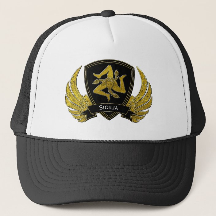 black and gold trucker hat