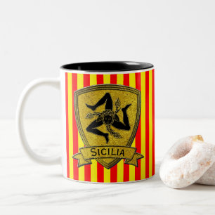Sicilian Trinacria Black & Gold Two-Tone Coffee Mug