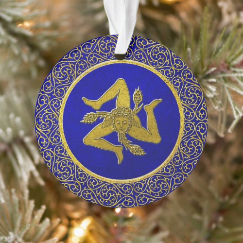 Sicilian Trinacria Blue and Gold Ornament