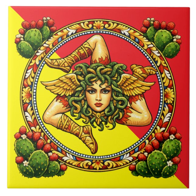 Sicilian Trinacria   Ceramic Tile (Front)