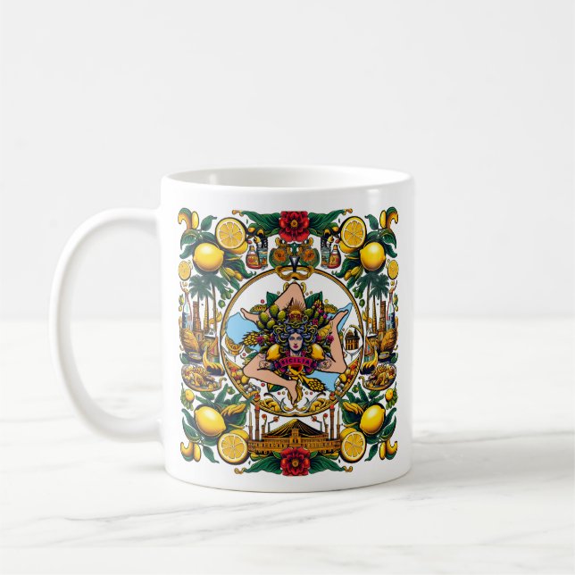 Sicilian Trinacria Design  Coffee Mug (Left)