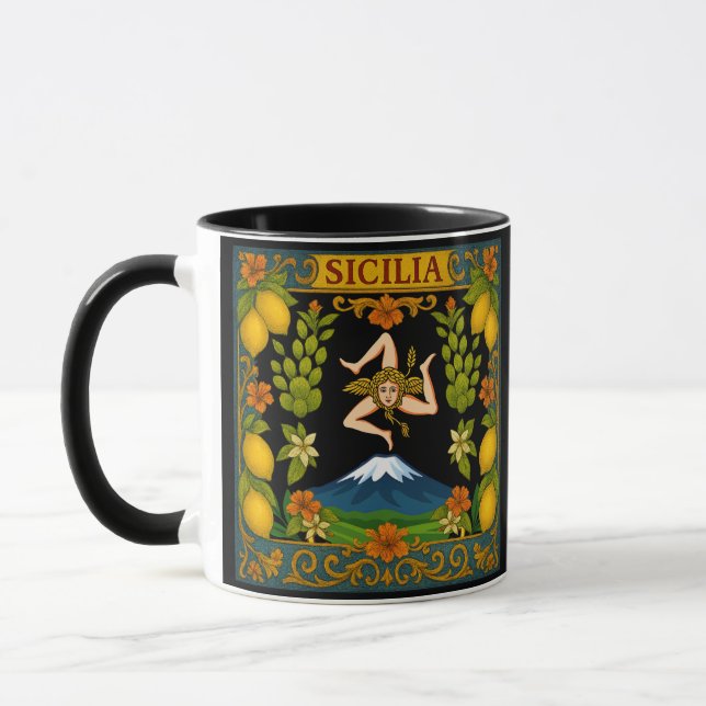 Sicilian Trinacria Design  Mug (Left)