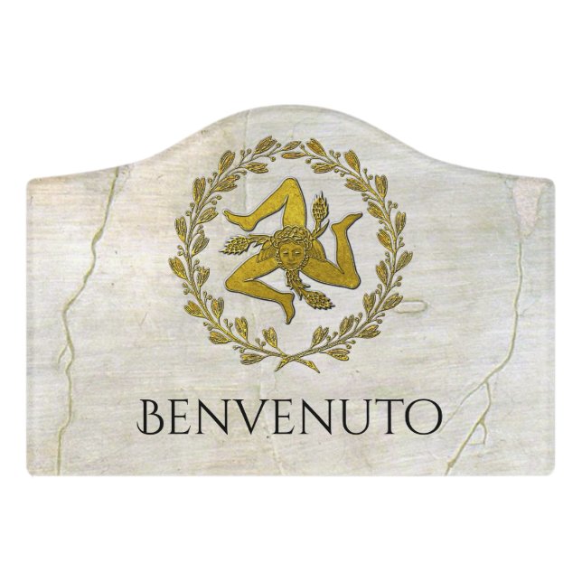 Sicilian Trinacria Front Door  Sign (Small Crest Front)