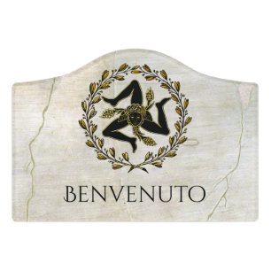 Sicilian Trinacria Front Door Sign