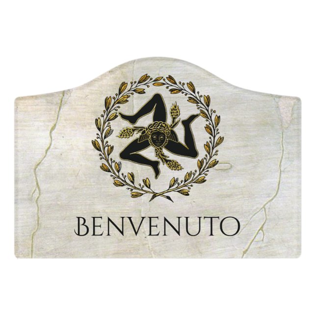 Sicilian Trinacria Front Door  Sign (Small Crest Front)