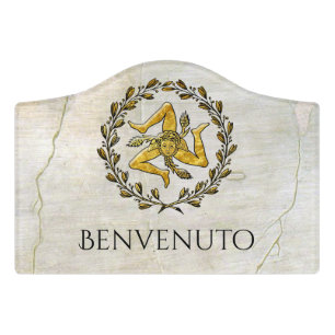 Sicilian Trinacria Front Door Sign