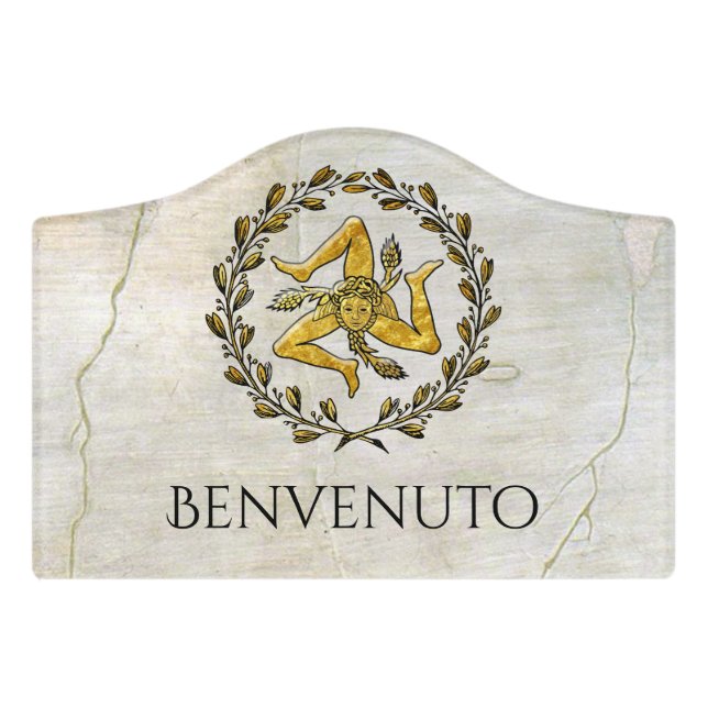 Sicilian Trinacria Front Door  Sign (Small Crest Front)