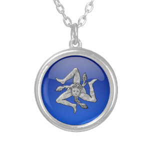 Sicilian Trinacria Glass Look Silver Plated Necklace