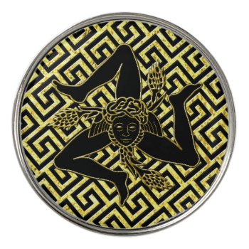 Sicilian Trinacria Gold And Black Golf Ball Marker by WRAPPED_TOO_TIGHT at Zazzle