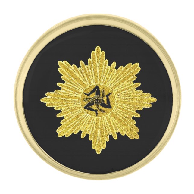 Sicilian Trinacria Gold Black Finish Lapel Pin (Front)