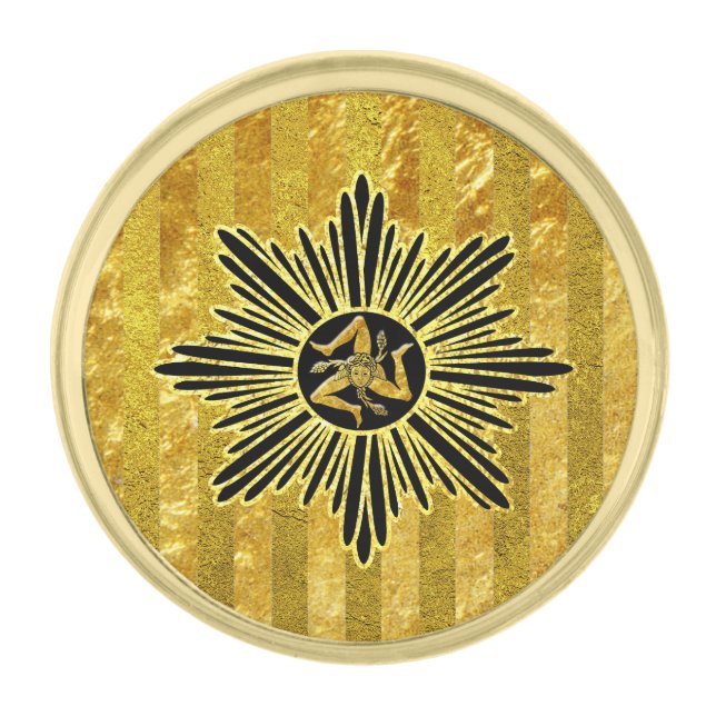 Sicilian Trinacria Gold Black Finish Lapel Pin (Front)