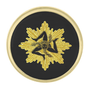 Sicilian Trinacria Gold Black Finish Lapel Pin