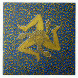 Sicilian Trinacria Gold Personalize Ceramic Tile at Zazzle