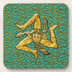 Sicilian Trinacria Gold Personalize Color Drink Coaster