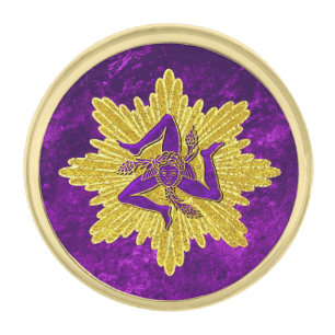 Sicilian Trinacria Gold Purple Finish Lapel Pin