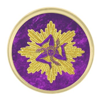 Sicilian Trinacria Gold Purple Gold Finish Lapel Pin by WRAPPED_TOO_TIGHT at Zazzle