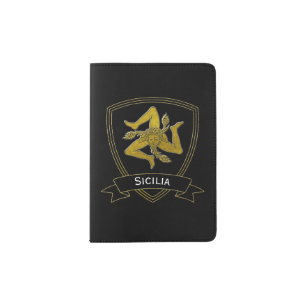 Sicilian Trinacria Gold Your Text Passport Holder