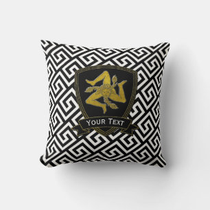 Sicilian Trinacria Greek Key Personalize Pillow