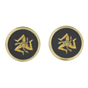 Sicilian Trinacria in Gold Cufflinks