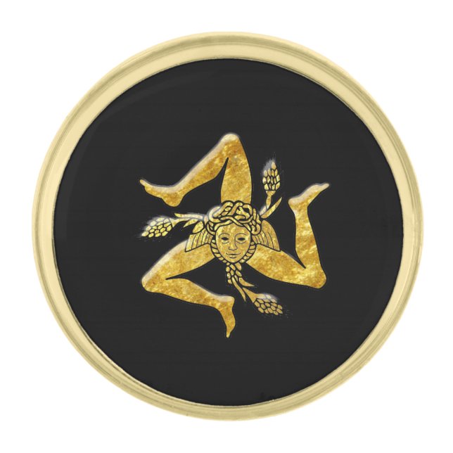 Sicilian Trinacria in Gold Gold Finish Lapel Pin (Front)