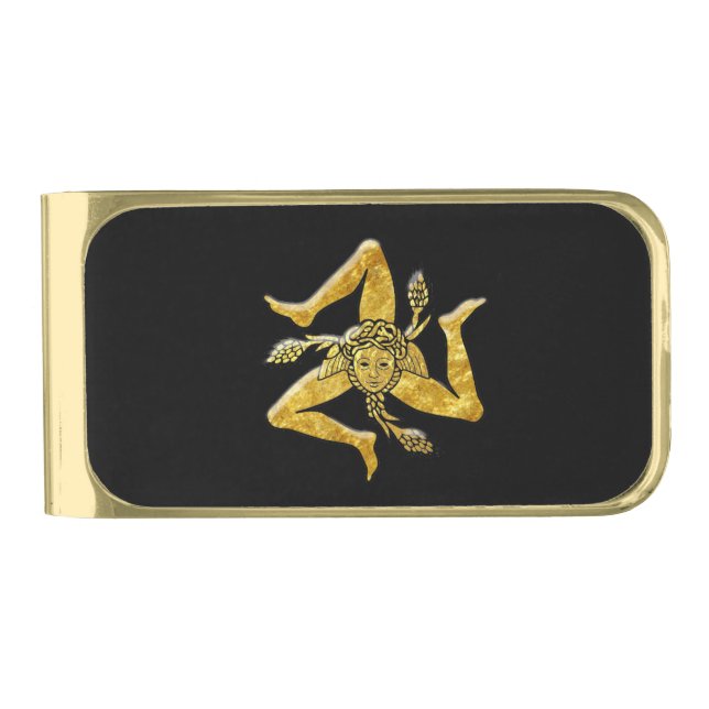 Sicilian Trinacria in Gold Gold Finish Money Clip (Front)