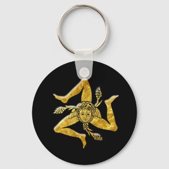 Sicilian Trinacria In Gold Keychain by WRAPPED_TOO_TIGHT at Zazzle