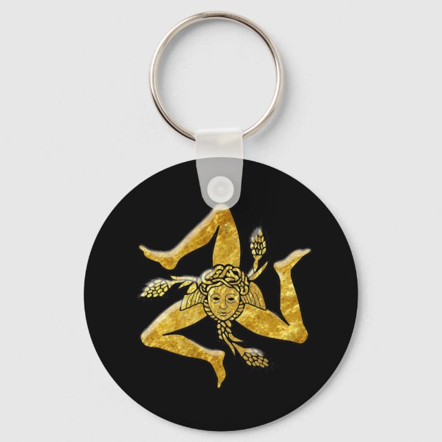 Sicilian Trinacria in Gold Keychain (Front)