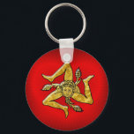 Sicilian Trinacria in Gold on Heart Keychain<br><div class="desc">Sicilian Trinacria in Gold on Heart</div>
