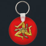 Sicilian Trinacria in Gold on Heart Keychain<br><div class="desc">Sicilian Trinacria in Gold on Heart</div>