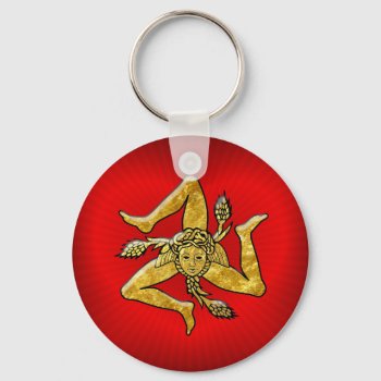 Sicilian Trinacria In Gold On Heart Keychain by WRAPPED_TOO_TIGHT at Zazzle