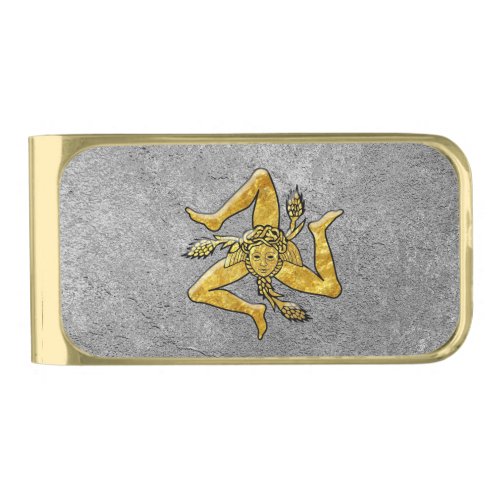 Sicilian Trinacria in Gold on Silver Gold Finish Money Clip