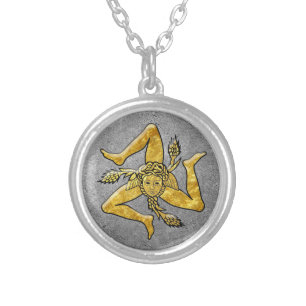 Sicilian Trinacria in Gold on Silver Silver Plated Necklace