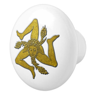 Sicilian Trinacria in Gold on Your Color Ceramic Knob