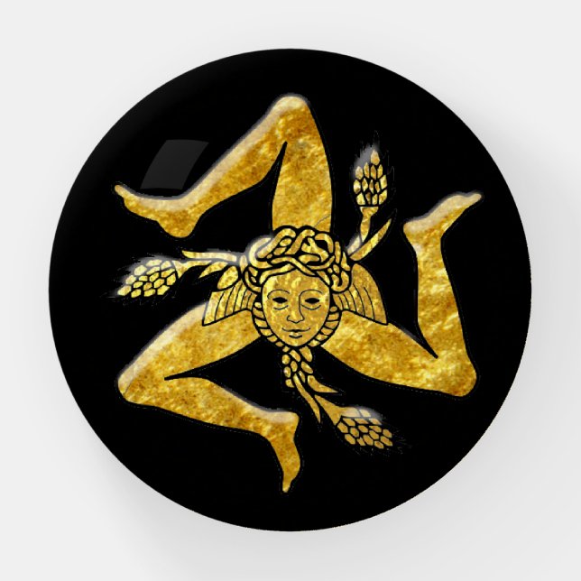 Sicilian Trinacria in Gold  Paperweight (Front)