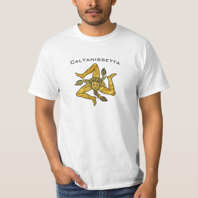Sicilian Trinacria in Gold Personalize T-Shirt (Front)