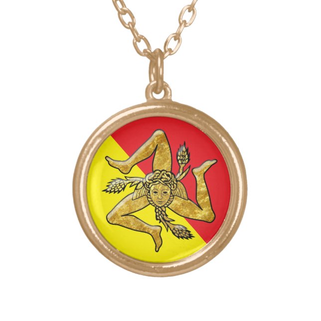 Sicilian Trinacria in Gold Plated Necklace (Front)