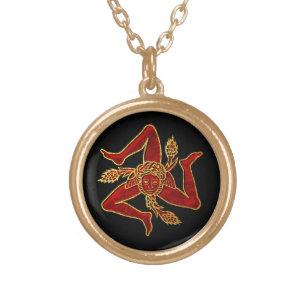 Sicilian Trinacria in Red Gold Gold Plated Necklace