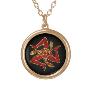 Sicilian Trinacria In Red Gold Gold Plated Necklace by WRAPPED_TOO_TIGHT at Zazzle